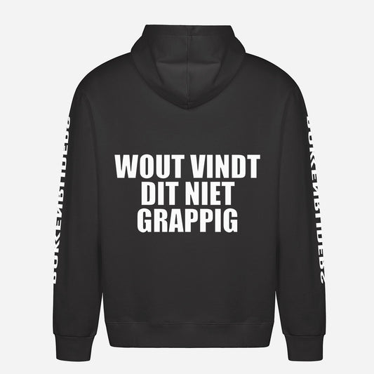 Wout Vindt Dit Niet Grappig Hoodie – achterkant met grote rugprint