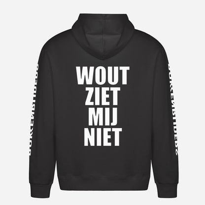 Wout Ziet Mij Niet Hoodie – achterkant met grote rugprint