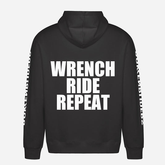Wrench Ride Repeat Hoodie – achterkant met grote rugprint