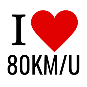 I LOVE 80KM/U Sticker 2 Stuks - 8x8cm